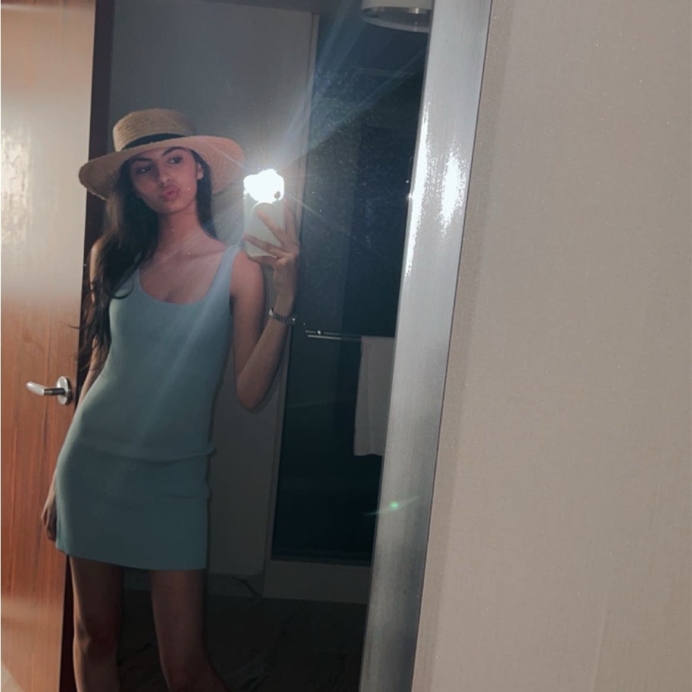 Zara Blue mini criss cross back dress